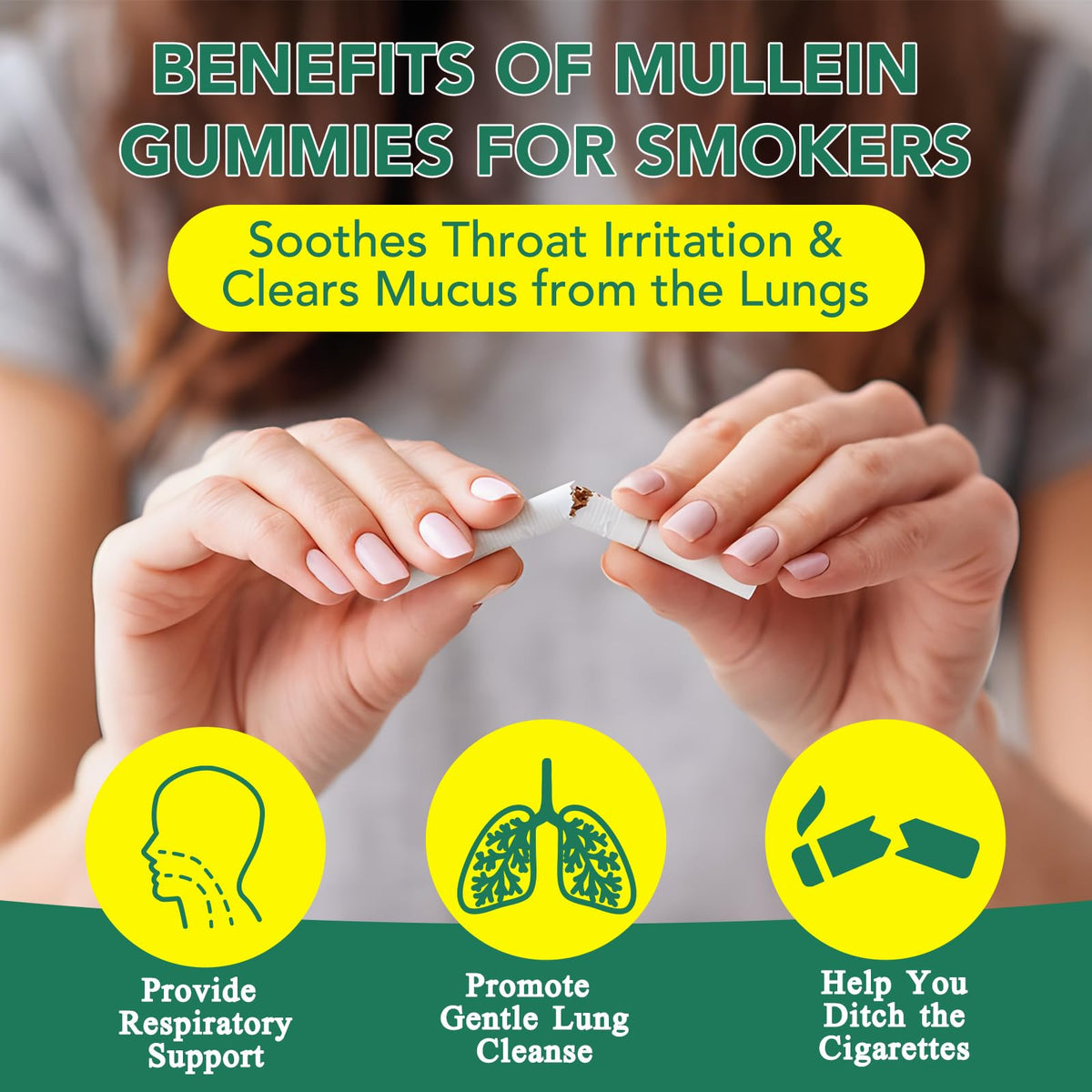 Mullein Gummies for Lungs | 2000mg Mullein Leaf Extract | Lung Support & Immune Health | 60 pcs