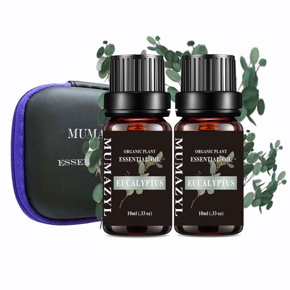 MUMAZYL Eucalyptus Essential Oil β 2x10ml Organic Pure Grade for Diffuser, Car, Candle Making, Humidifier
