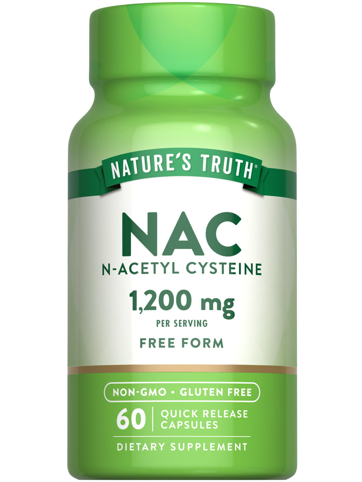 Nature's Truth NAC 1200mg β 60 Capsules | N-Acetyl Cysteine | Non-GMO