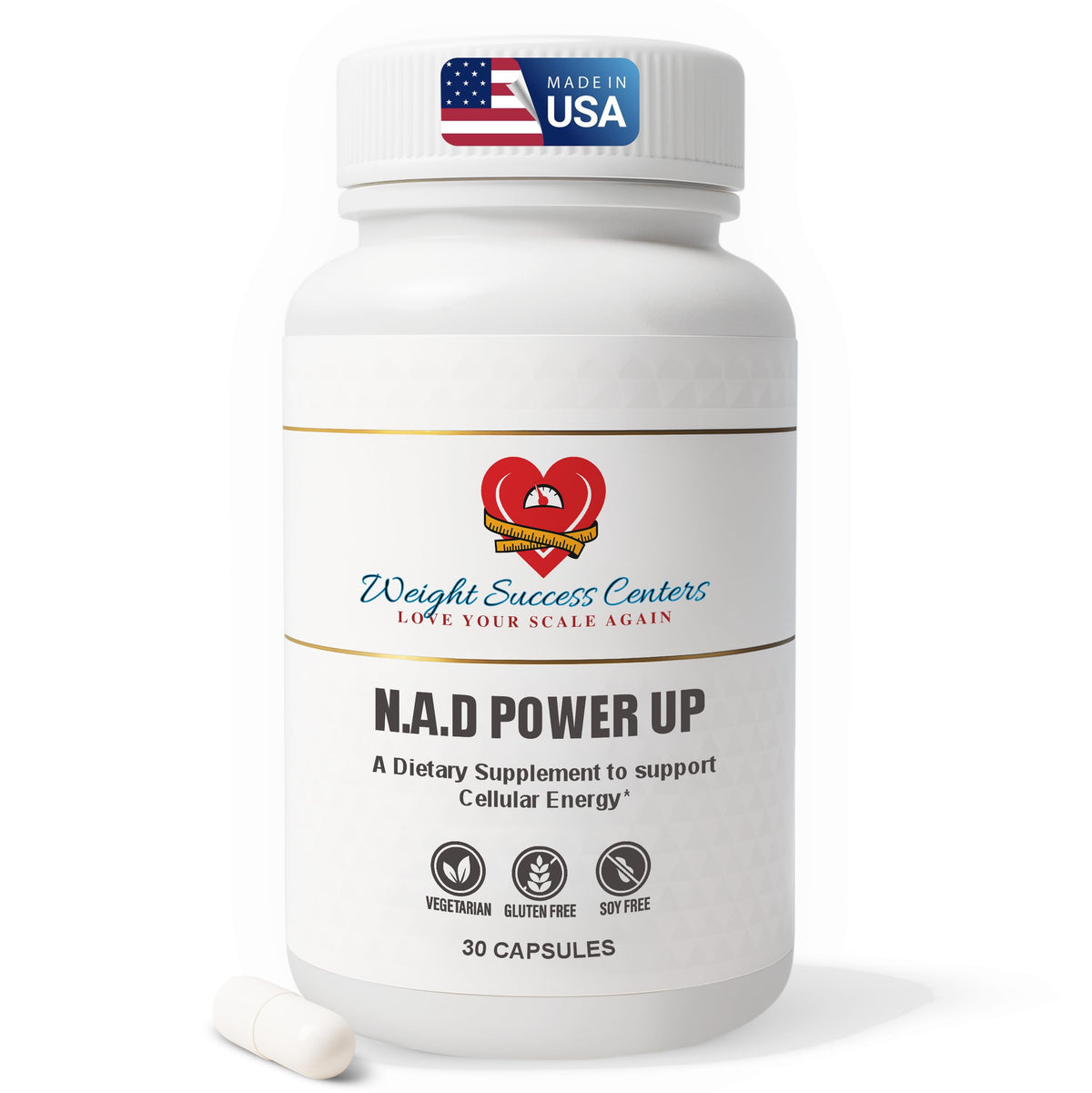 مكمل NAD+ Power Up الدهني – فعالية عالية للطاقة الخلوية والشيخوخة الصحية – نباتي، خالٍ من الغلوتين، غير معدل وراثيًا – يكفي لمدة 30 يومًا