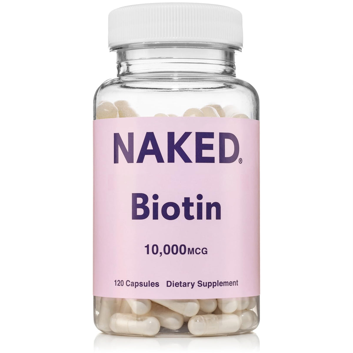 Naked Biotin 10,000mcg - فيتامين B7 بأقصى قوة للشعر والبشرة والأظافر | غير معدّل وراثيًا، خالٍ من الغلوتين، نباتي