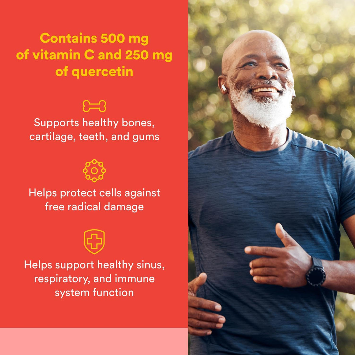 Natural Factors C Extra + Quercetin – 60 كبسولة سهلة البلع | فيتامين سي 500 ملجم وكيرسيتين 250 ملجم | غير معدّل وراثيًا، نباتي