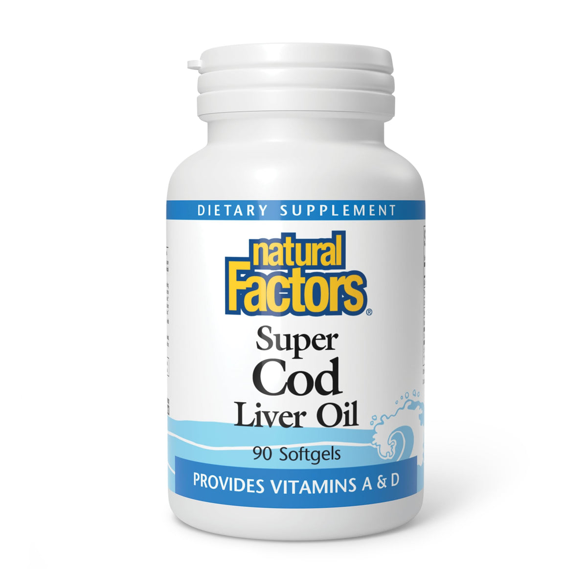 زيت كبد سمك القد من Natural Factors، 90 كبسولة | فيتامين أ & د لصحة المناعة والعظام