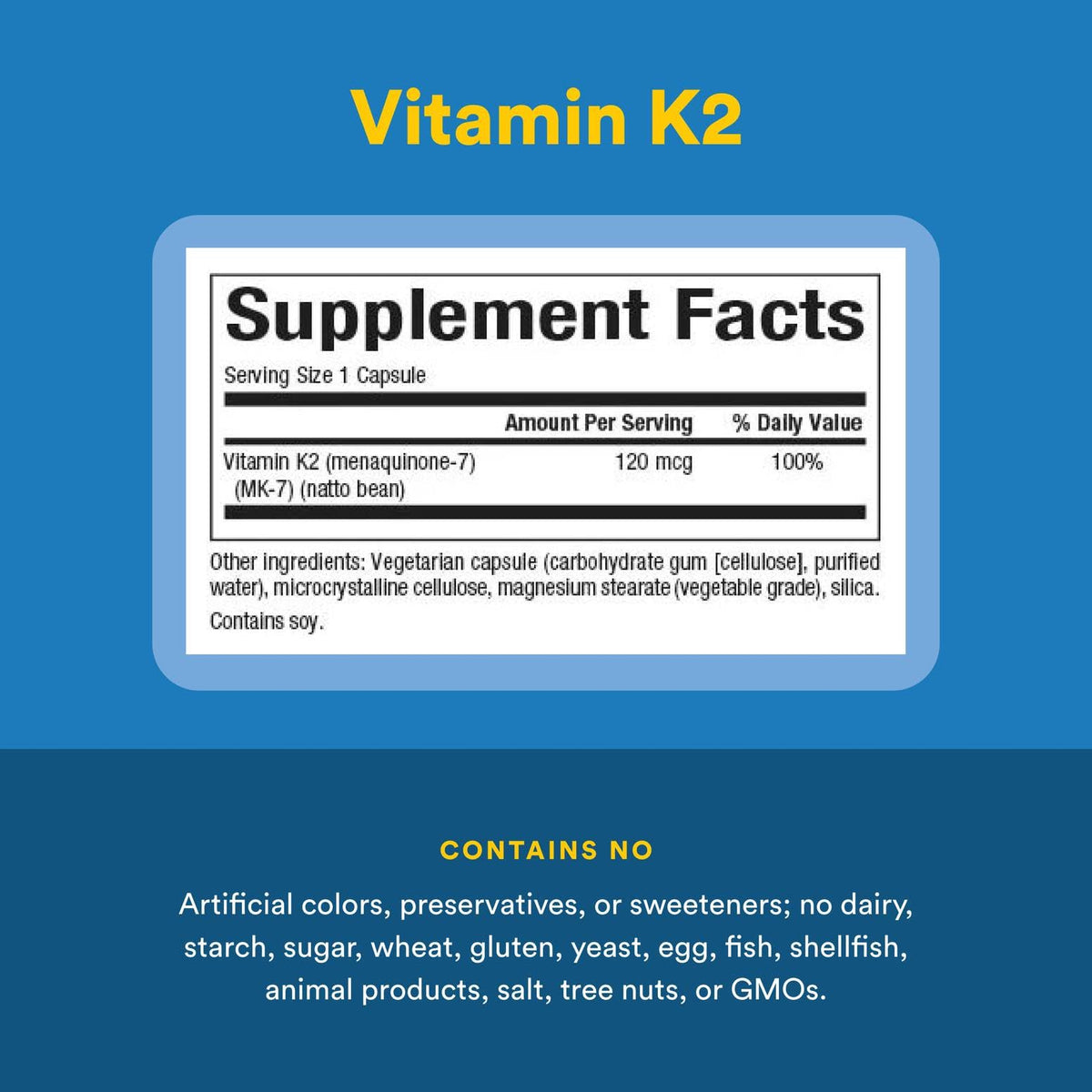 Natural Factors Vitamin K2 120 mcg MK-7 – Supports Bone & Vascular Health, 60 Capsules