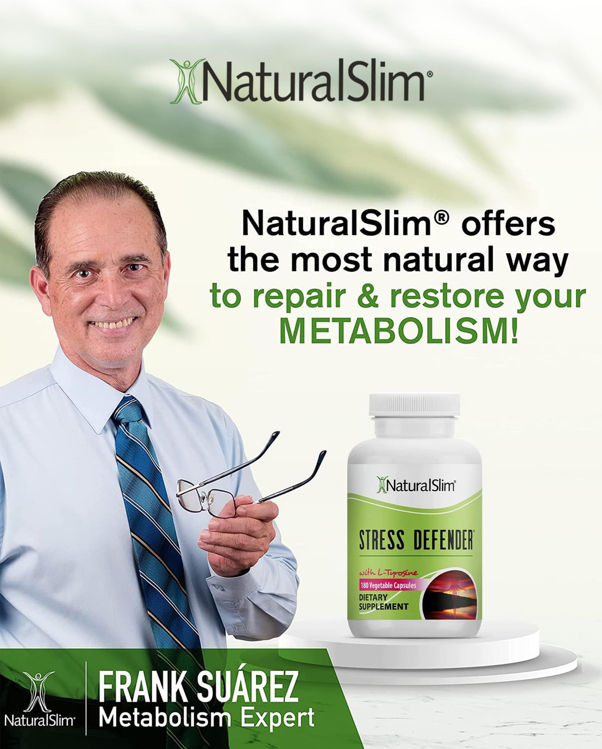 NaturalSlim Stress Defender: Cortisol Support, Cravings Control, Sleep & Metabolism | 180 Veg Capsules (3 Pack)