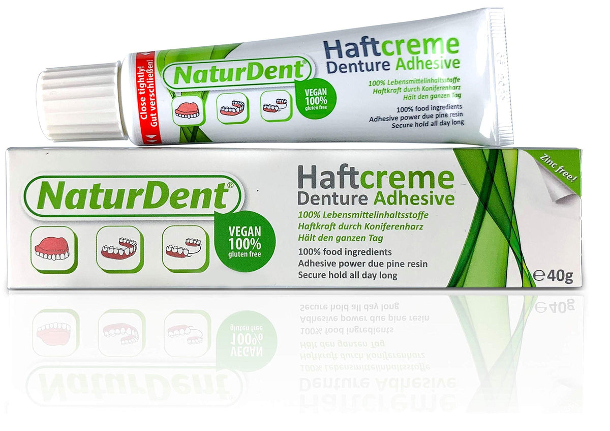 NaturDent Denture Adhesive β Natural, Zinc-Free, Paraben-Free, Strong Hold