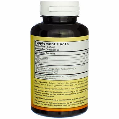 Nature's Blend زيت السمك أوميغا 3 عديم الرائحة | 60 كبسولة هلامية