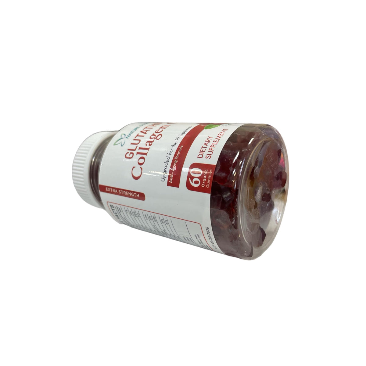 Nature Glow Glutathione Collagen Glow Gummies β Cranberry or Strawberry, 60 Organic Chewable Gummies, 1 Bottle
