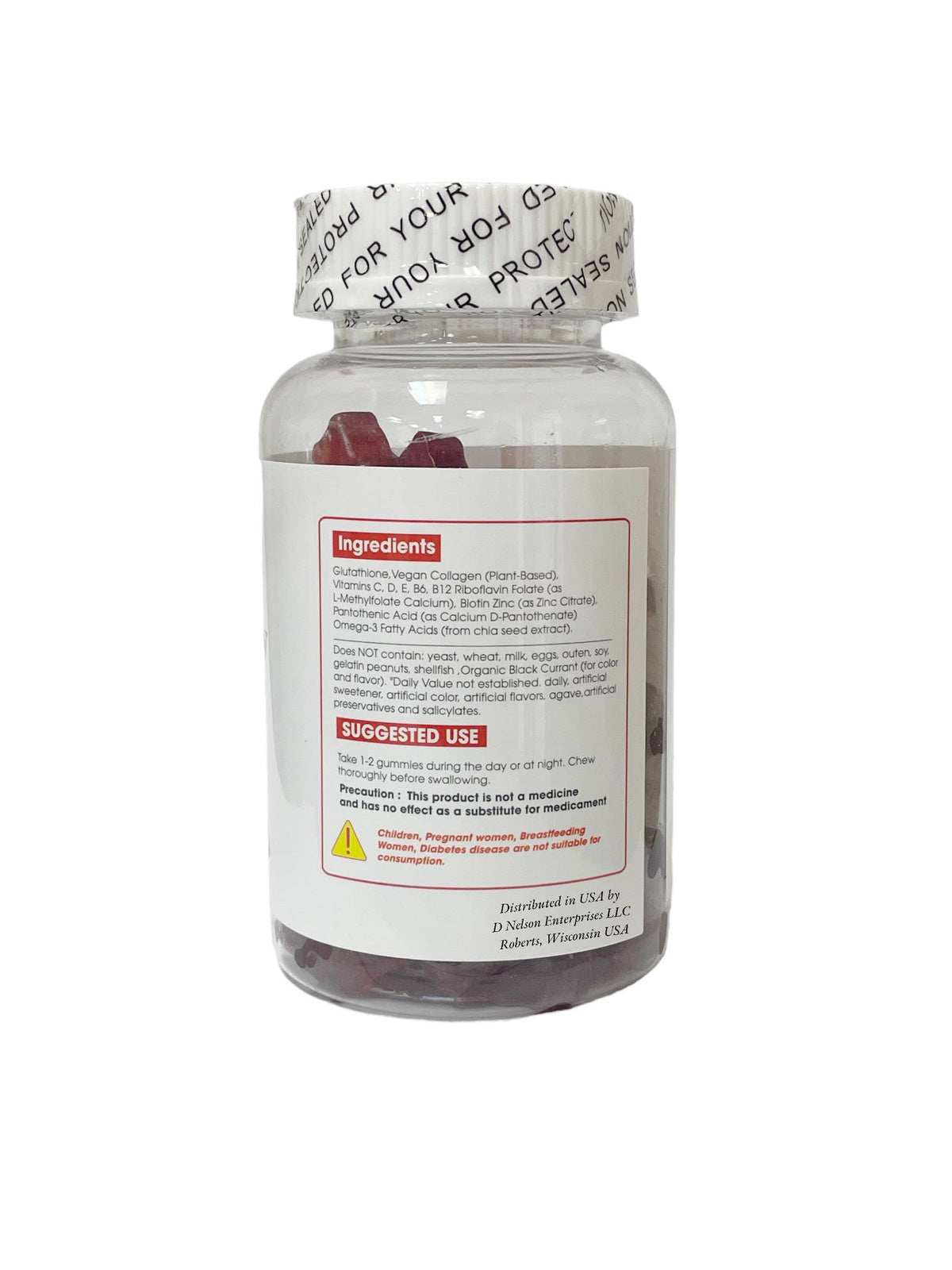 Nature Glow Glutathione Collagen Glow Gummies β Cranberry or Strawberry, 60 Organic Chewable Gummies, 1 Bottle