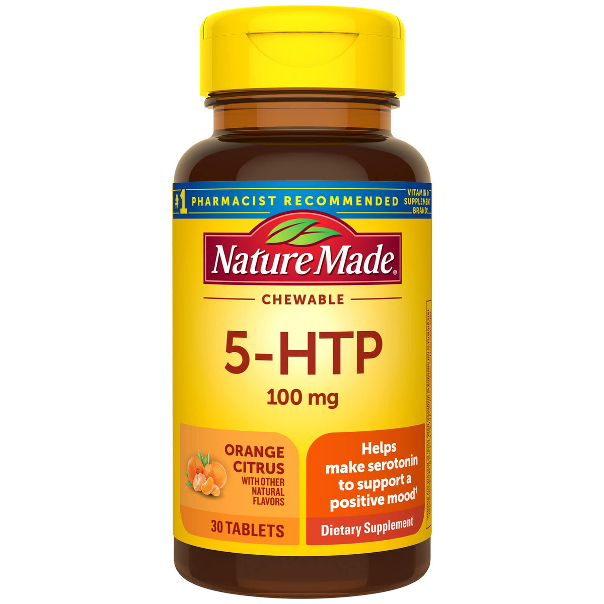 Nature Made 5HTP 100 ملجم قابل للمضغ - دعم المزاج، تكفي لمدة 30 يومًا