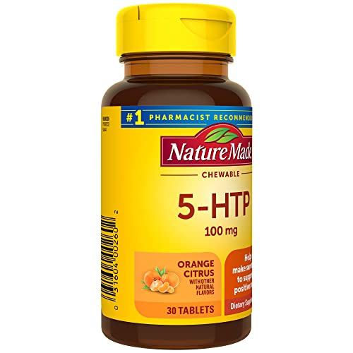 Nature Made 5HTP 100 ملجم قابل للمضغ - دعم المزاج، تكفي لمدة 30 يومًا