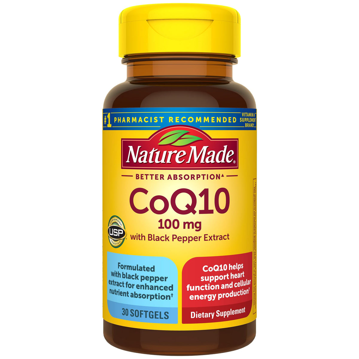 Nature Made CoQ10 100 ملجم مع مستخلص الفلفل الأسود – 30 كبسولة هلامية | دعم صحة القلب