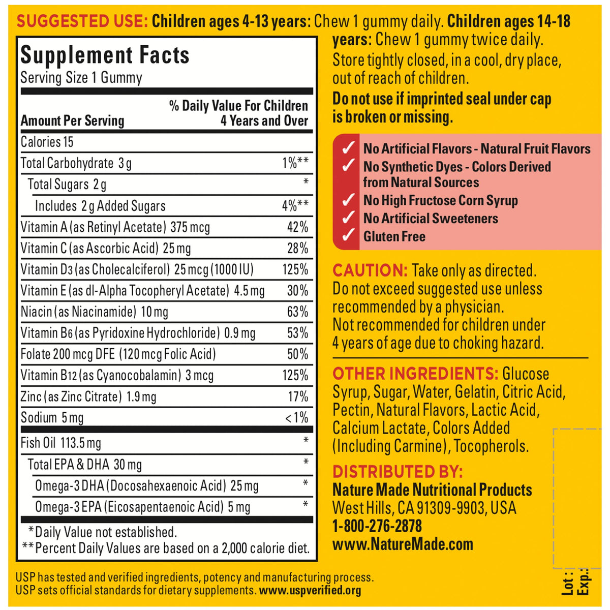 Nature Made Kids First Multivitamin with Omega-3 Gummies – 70 قطعة