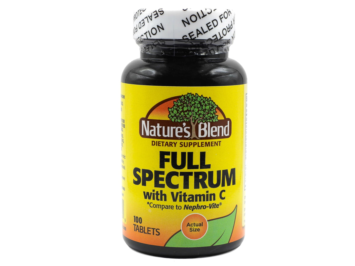Nature's Blend Full Spectrum B with Vitamin C Powder، 100 حبة (1269) – خالٍ من الجلوتين