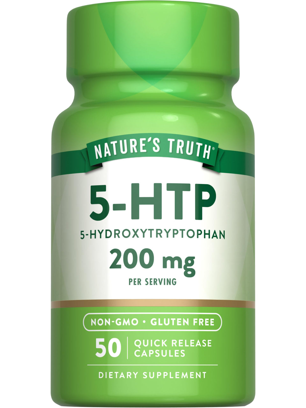 كبسولات Nature's Truth 5HTP 200 ملجم | 50 كبسولة | 5-هيدروكسيتريبتوفان | غير معدل وراثيًا وخالٍ من الغلوتين