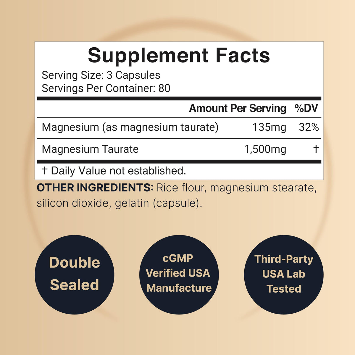 NatureBell Magnesium Taurate 1,500mg, 240 Capsules | Chelated for High Absorption | Non-GMO, Gluten-Free