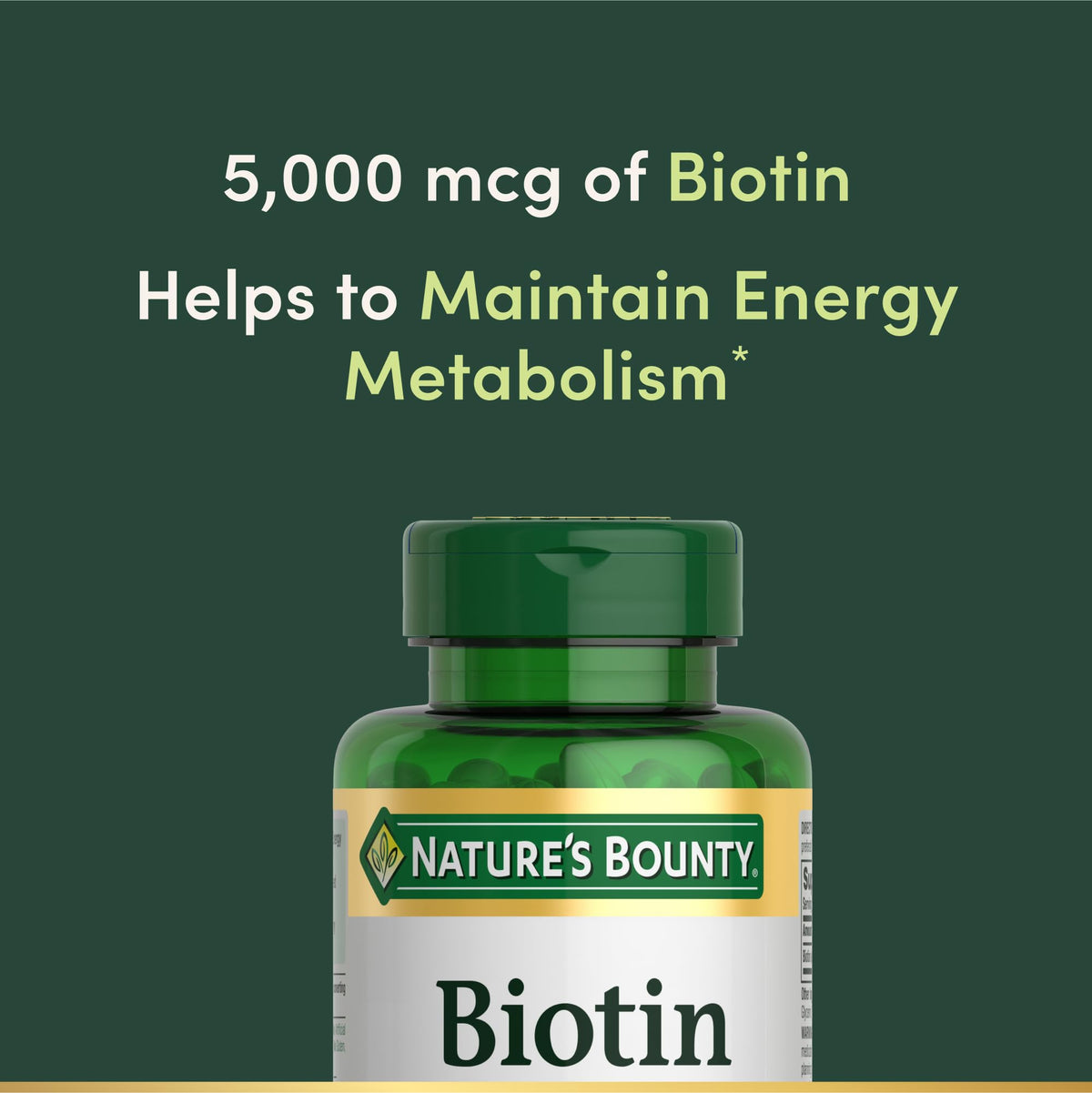 Nature's Bounty Biotin 5000 mcg - Supports Metabolism, Hair, Skin & Nails (150 Softgels)