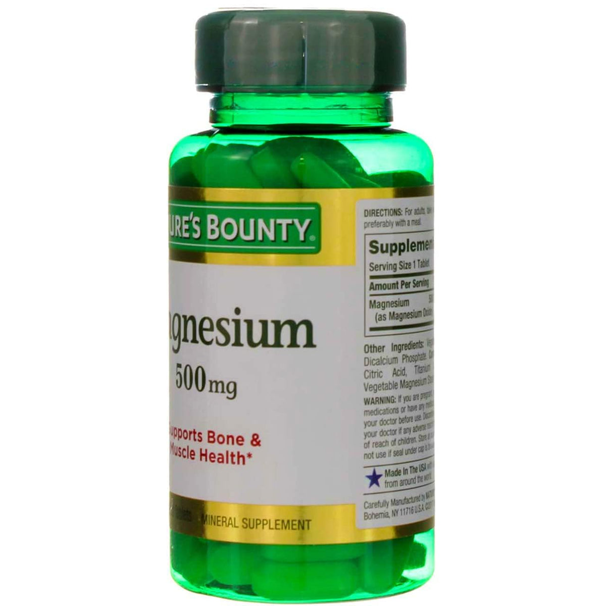 Nature's Bounty أقراص مغنيسيوم 500 مجم - 100 قرص | نباتية، غير معدلة وراثيًا