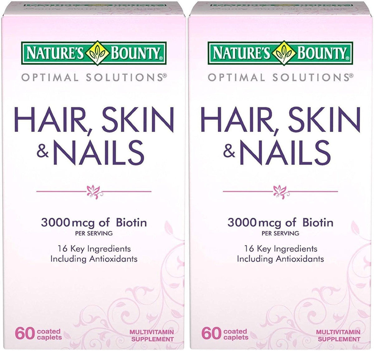Nature's Bounty Optimal Solutions تركيبة للشعر والبشرة والأظافر - 120 كبسولة مغلفة (2 × 60 كبسولة)