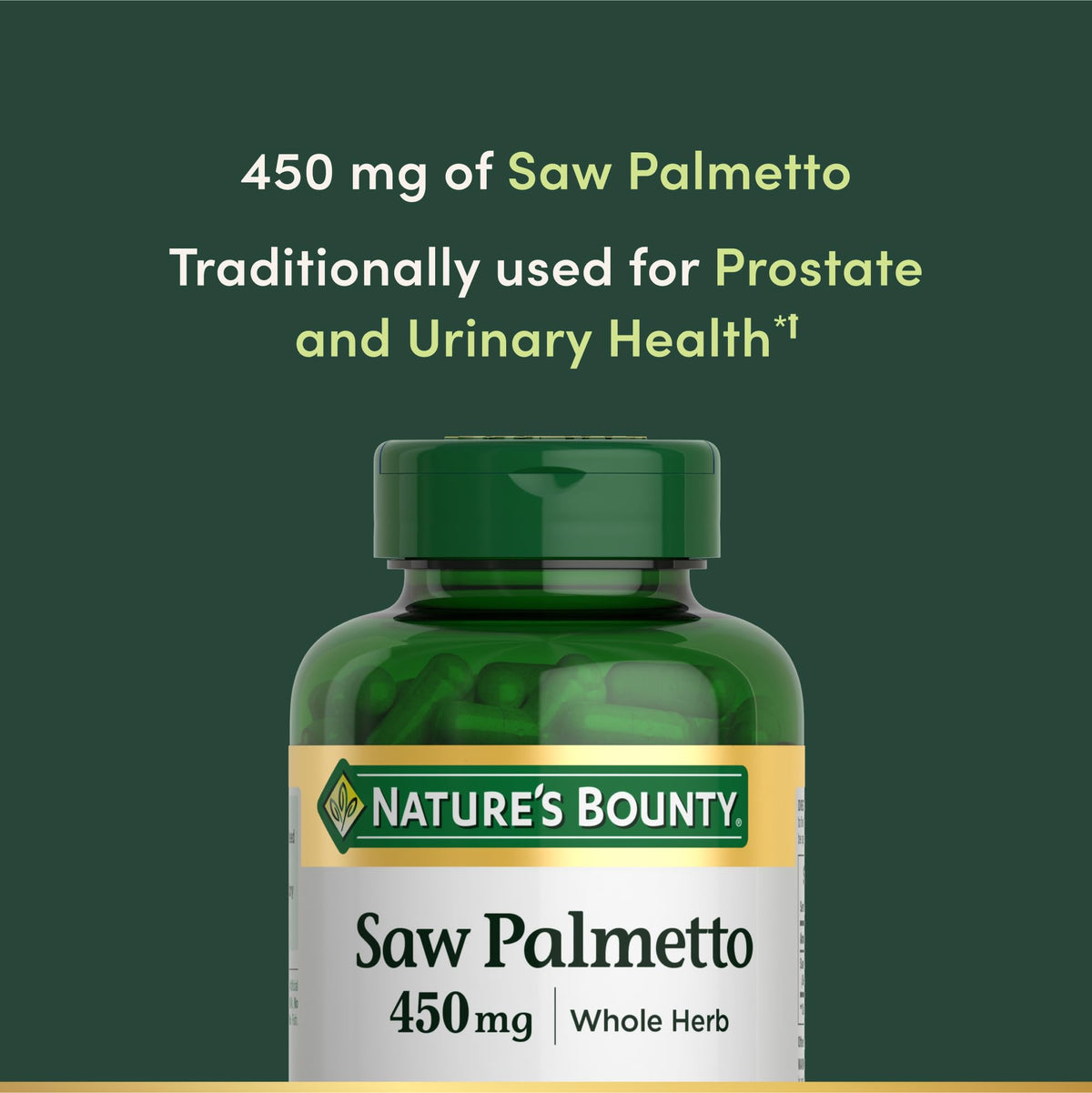 Nature's Bounty Saw Palmetto 450 mg - Prostate & Urinary Health - 250 Capsules