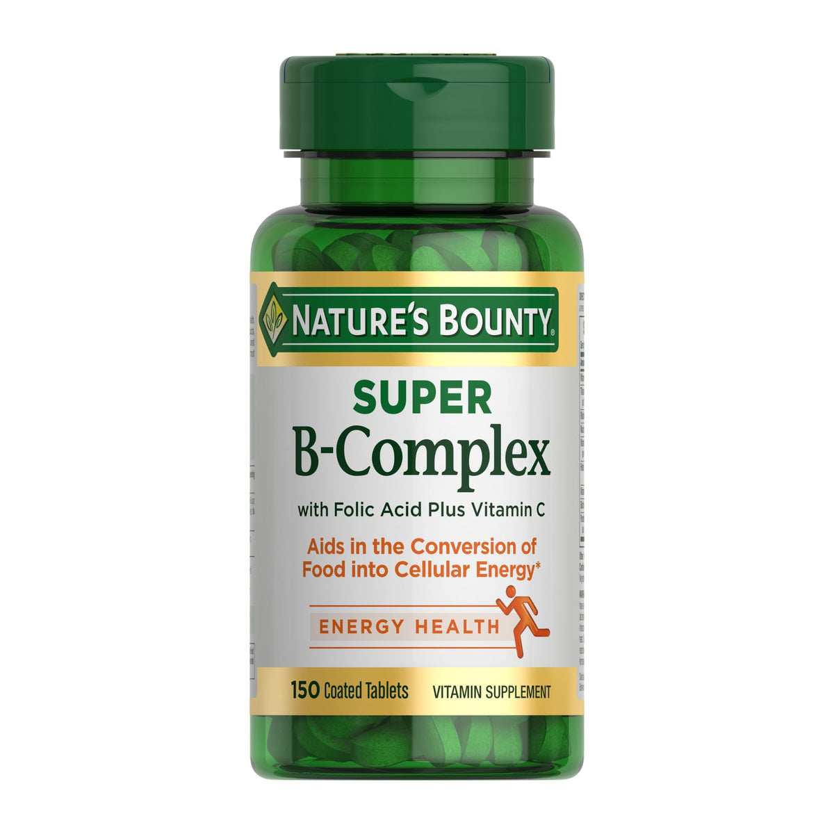 Nature's Bounty سوبر بي-كومبلكس مع فيتامين سي وحمض الفوليك – 150 قرصًا
