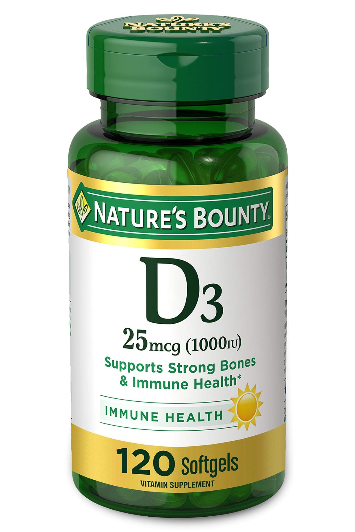 Nature's Bounty فيتامين د3 1000 100 ملجم كبسولات هلامية، 120 كبسولة
