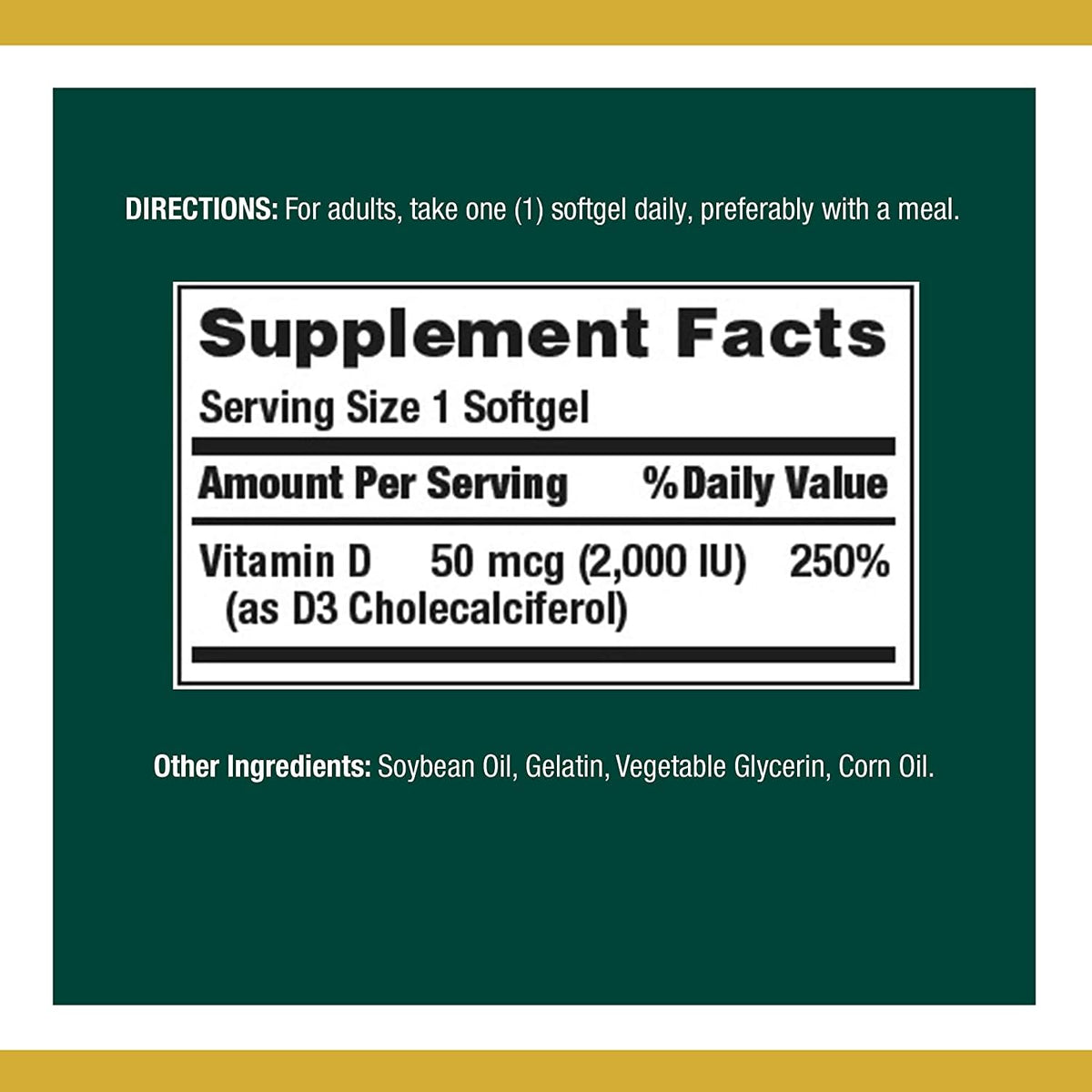 Nature's Bounty Vitamin D3 50 mcg – 150 Softgels (Pack of 2) | Immune & Bone Support