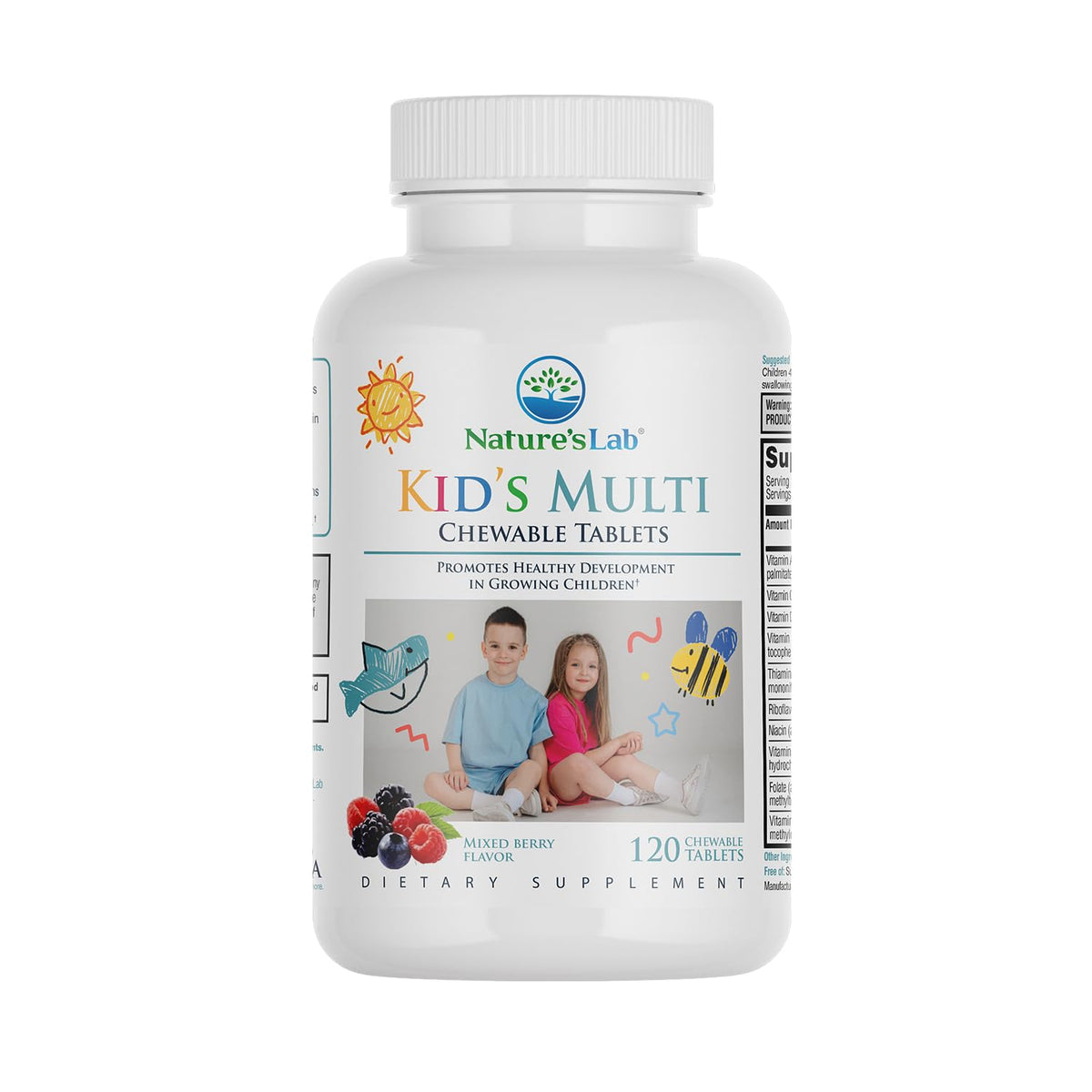 Nature's Lab Kid's Multi Vitamin for Ages 2+ | Mixed Berry Chewables, 120 Tablets
