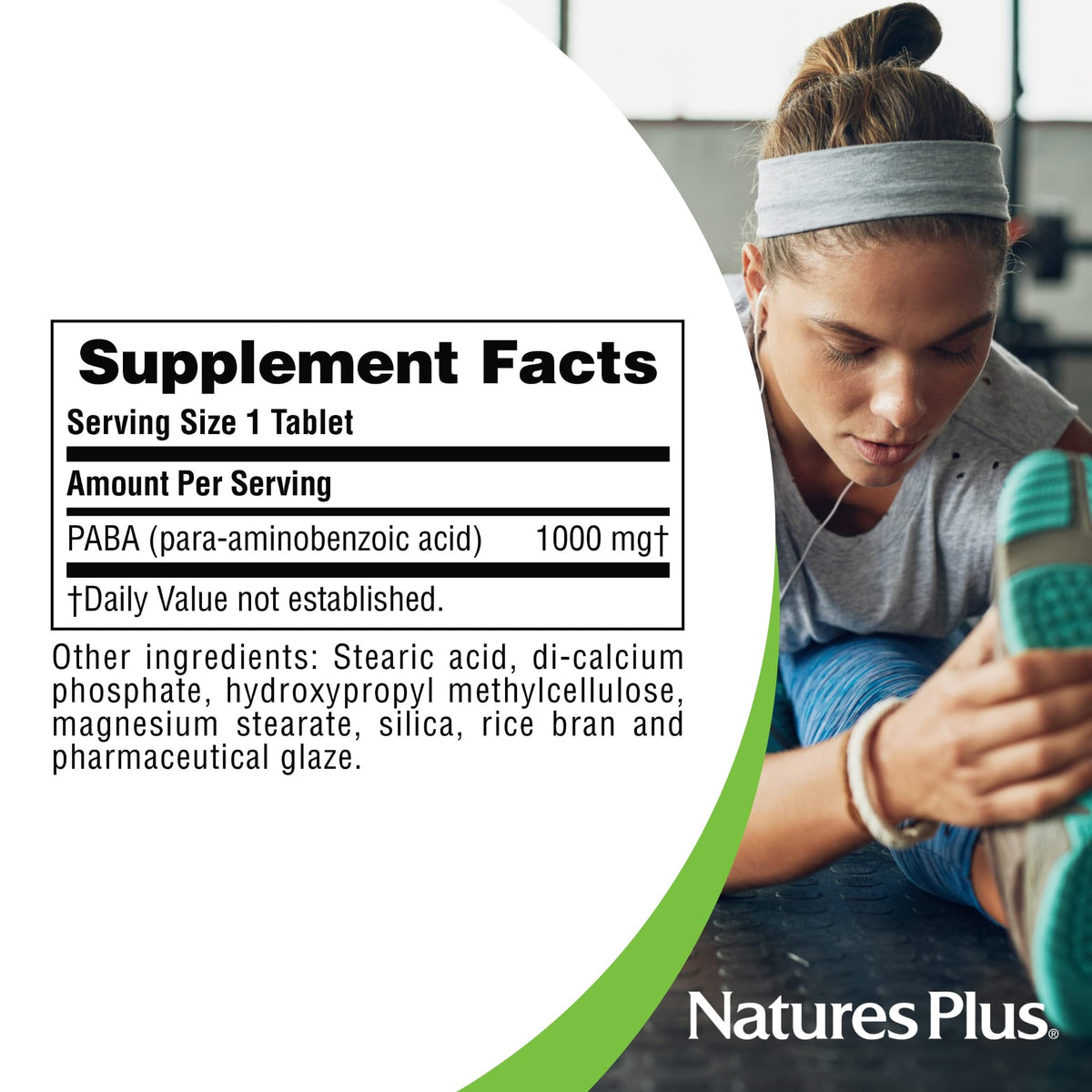 Nature's Plus PABA Sustained Release 1000 mg β 60 Veg Tablets
