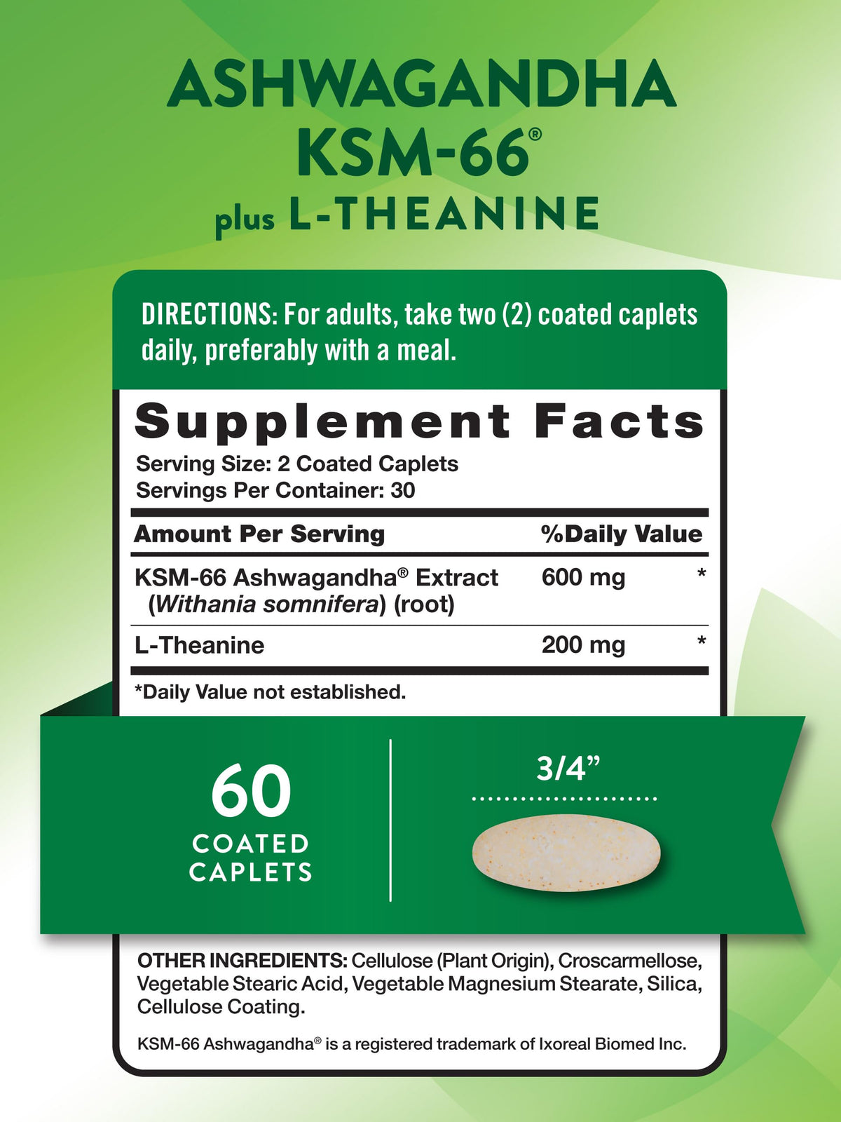 Nature's Truth KSM-66 آشواغاندا مع إل-ثيانين | 60 كبسولة | نباتي، غير معدل وراثيًا، خالٍ من الغلوتين