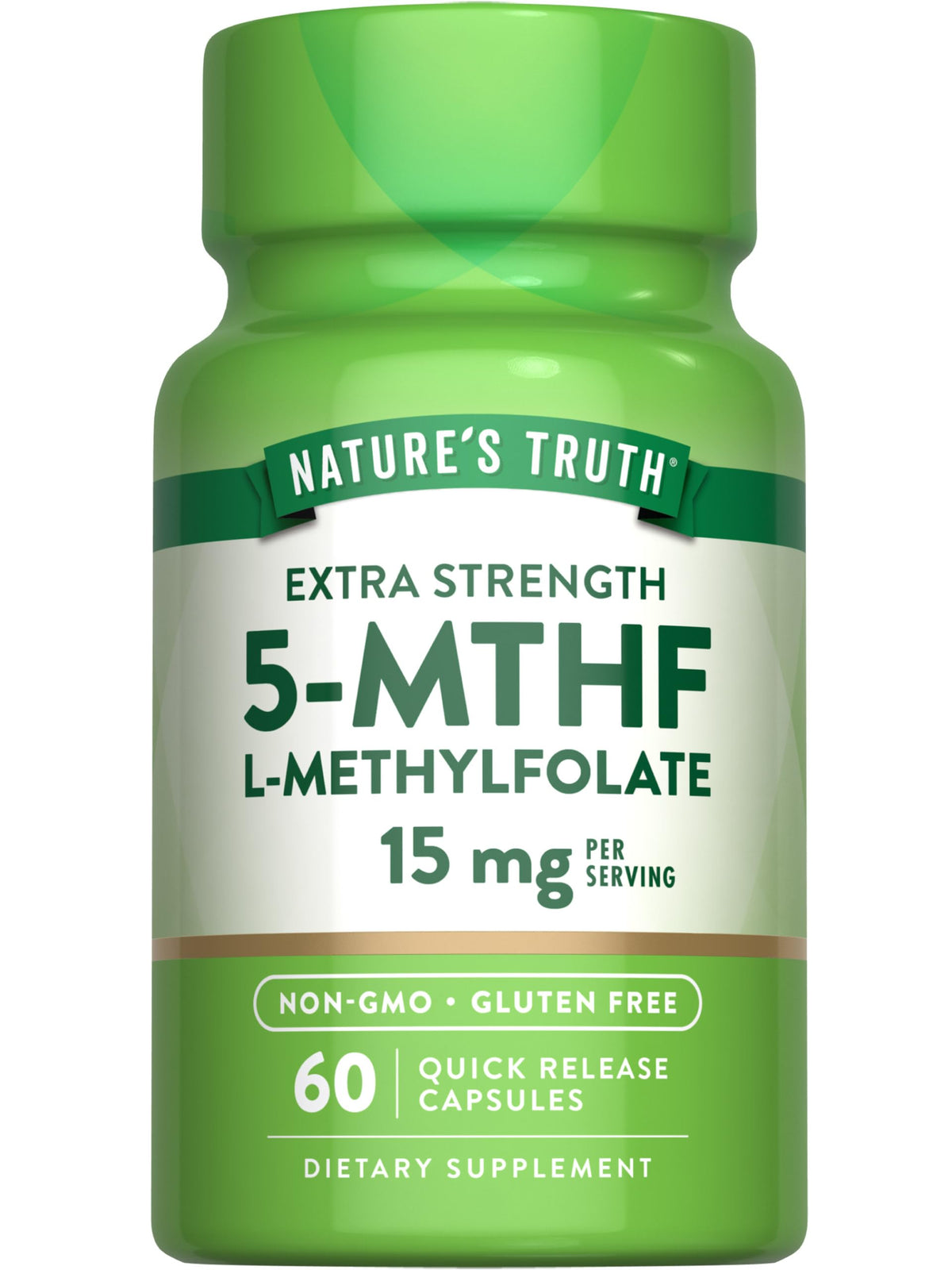 Nature's Truth L-Methylfolate 15mg | 60 Capsules | Non-GMO & Gluten Free | Extra Strength