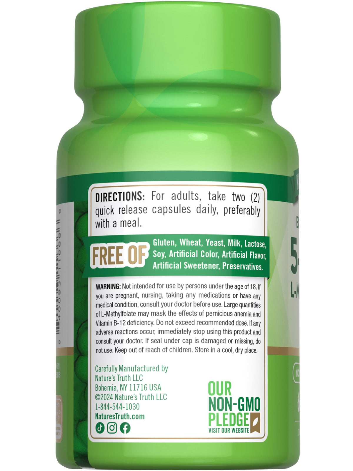 Nature's Truth L-Methylfolate 15mg | 60 Capsules | Non-GMO & Gluten Free | Extra Strength