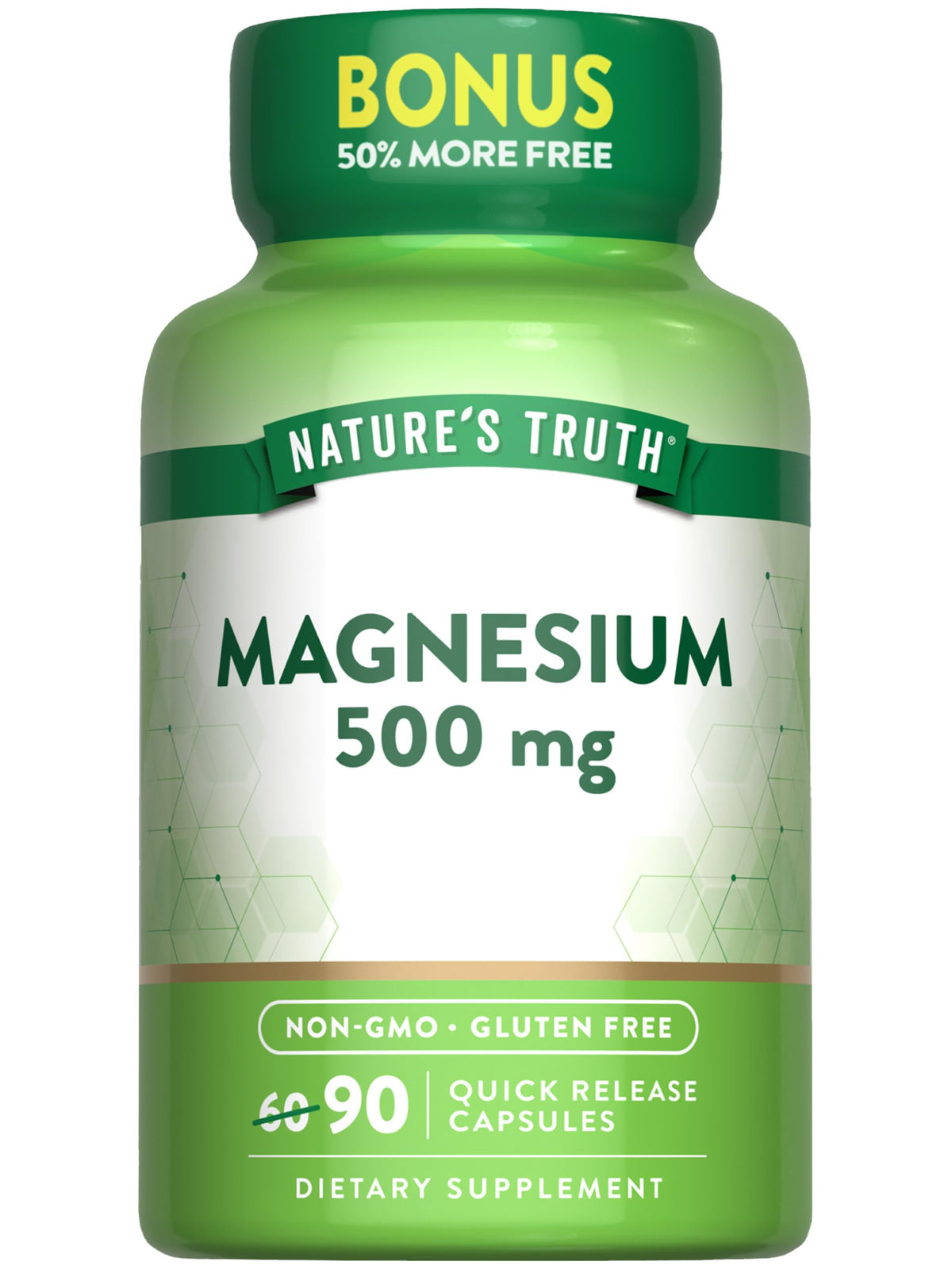 Nature's Truth Magnesium Oxide 500mg Capsules β 90 Count | Non-GMO & Gluten Free High Strength
