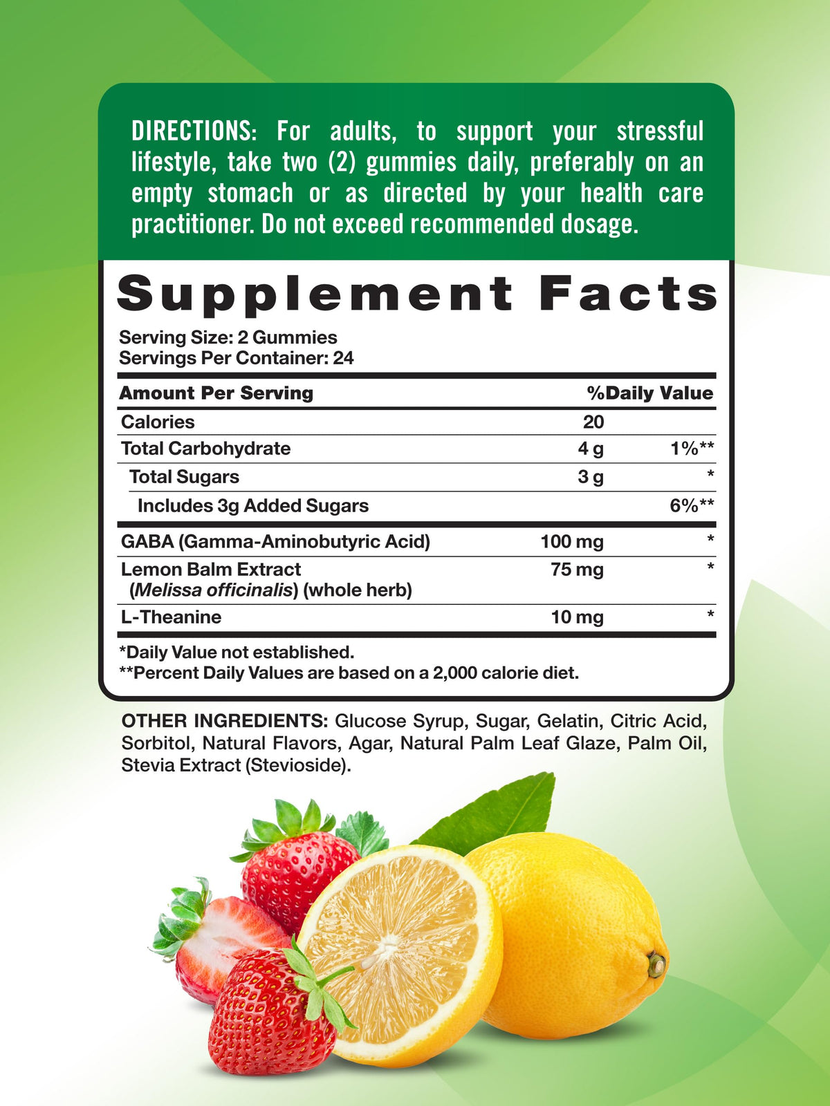 Nature's Truth Stress Relief Gummies for Adults | with Gaba, L Theanine, and Lemon Balm | Lemon Strawberry Flavor | Non-GMO & Gluten Free Supplement