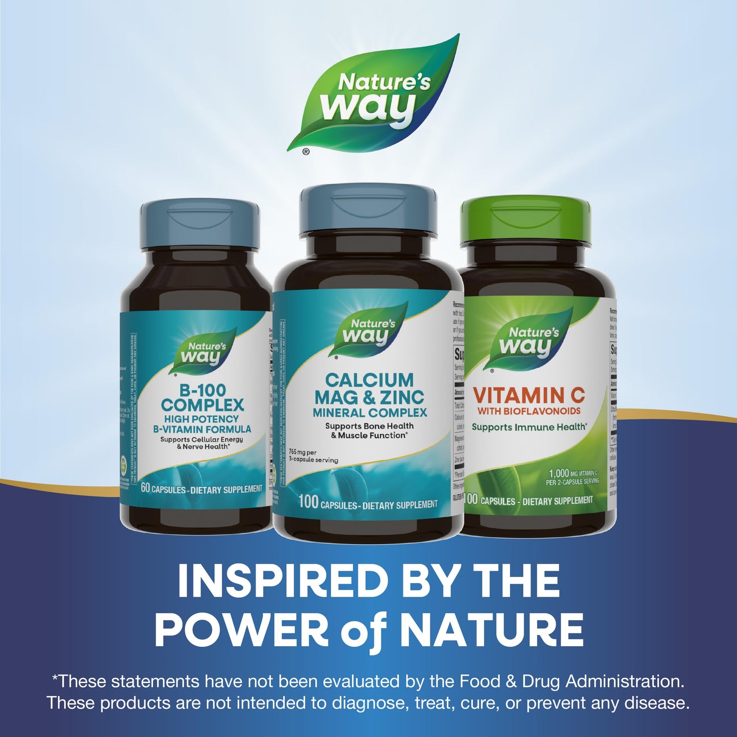 Nature's Way Calcium Magnesium Zinc Mineral Complex – Bone Health, Muscle Function & Immune Support | 2 Pack