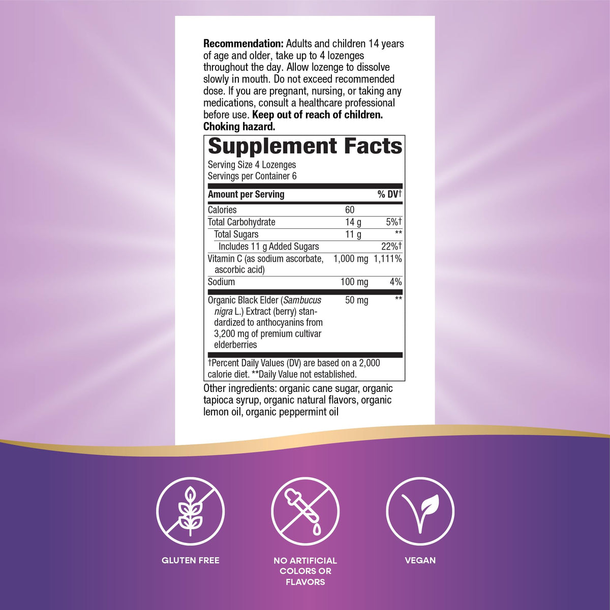 Nature's Way Sambucus Immune Lozenges - فيتامين سي عالي الفعالية والبلسان، 24 قرص استحلاب بنكهة استوائية (قد تختلف العبوة)
