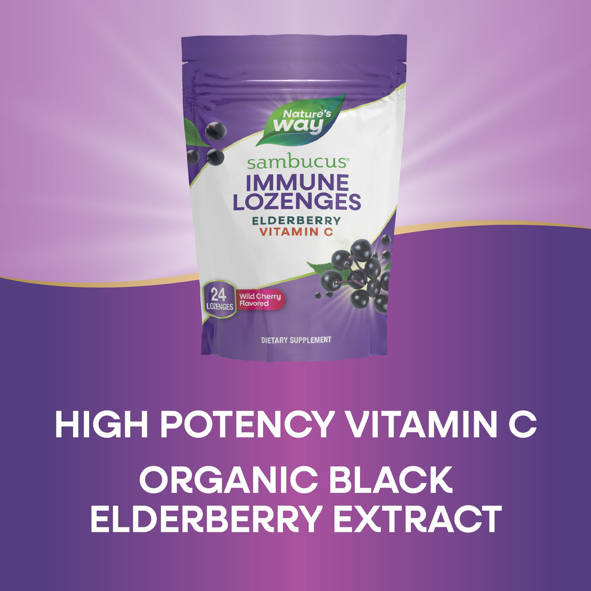 Nature’s Way Sambucus Immune Lozenges – أقراص استحلاب قوة مناعية من سامبوكس بلس فيتامين ج وعنب الثور
