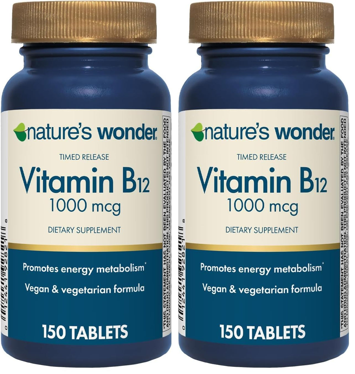 Nature's Wonder Vitamin B12 1000 mcg Timed-Release Tablets β Energy Metabolism, Brain & Nervous System Health, 150 Day Supply (Pack of 2)