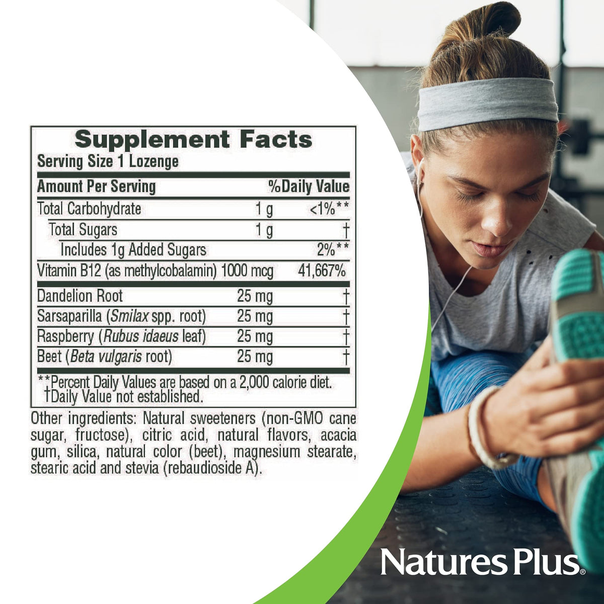 Natures Plus B12 أقراص استحلاب (ميثيل كوبالامين) 1000 مكجم – توت بري – 30 حصة