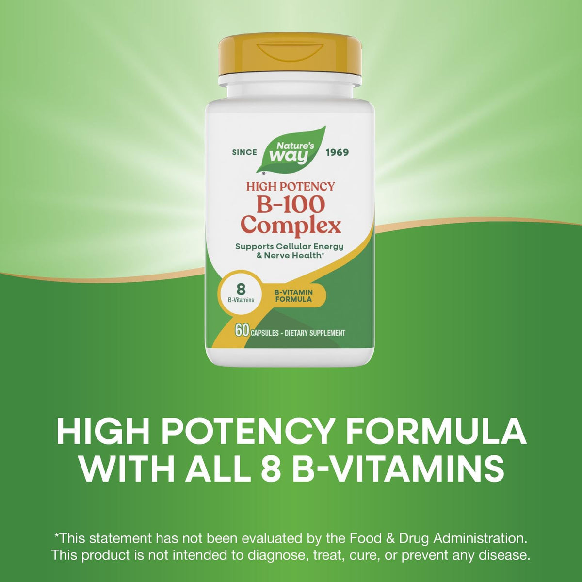 Nature's Way B-100 Complex — يدعم طاقة الخلايا وصحة الأعصاب، 8 فيتامينات ب، 60 كبسولة