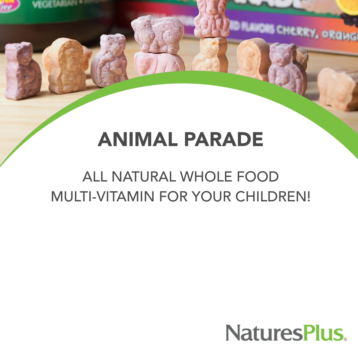فيتامينات NaturesPlus Animal Parade Gold المتعددة للأطفال – 60 قرص مضغ بنكهة الكرز/البرتقال/العنب، عبوة مزدوجة (خالية من الجلوتين، نباتية)