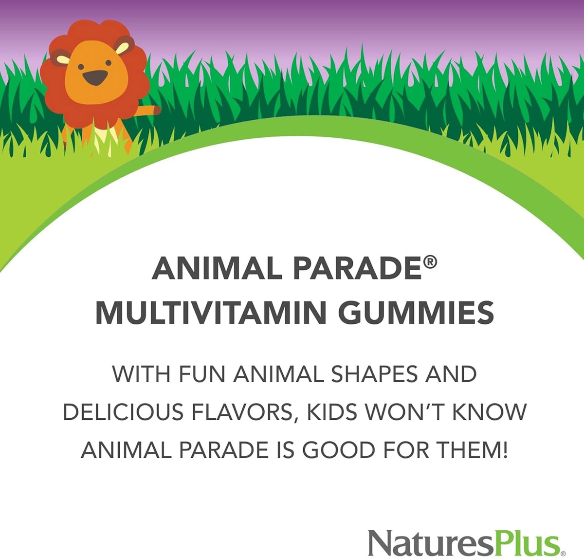 NaturesPlus Animal Parade Multivitamin Gummies - 90 قطعة، 30 حصة | الكرز والعنب والبرتقال