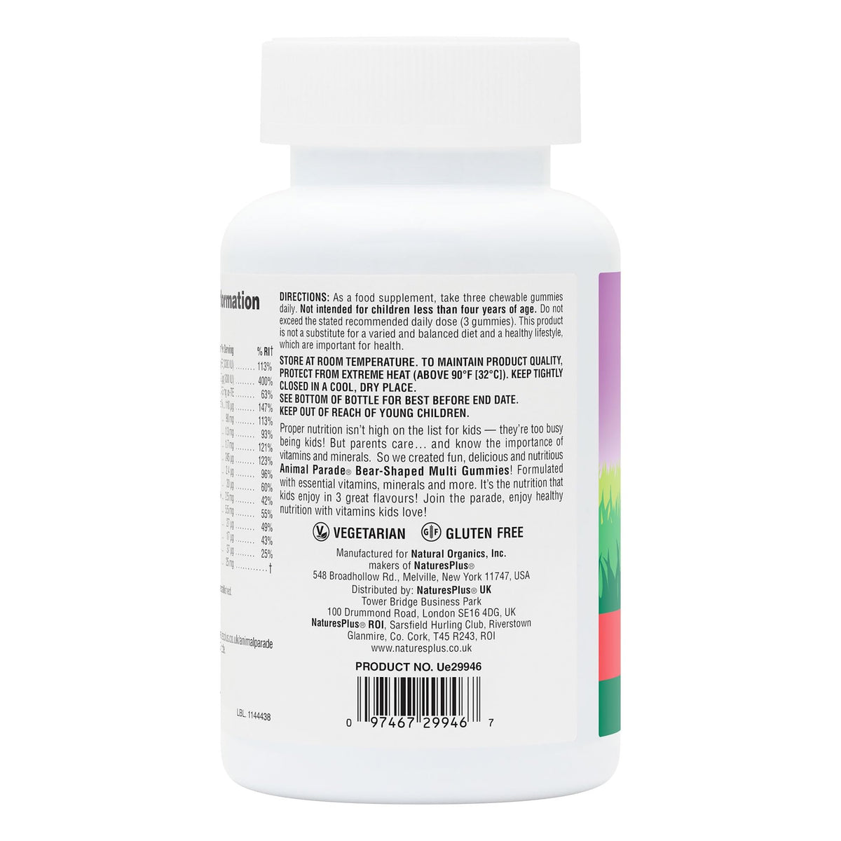 NaturesPlus Animal Parade Multivitamin Gummies - 90 قطعة، 30 حصة | الكرز والعنب والبرتقال