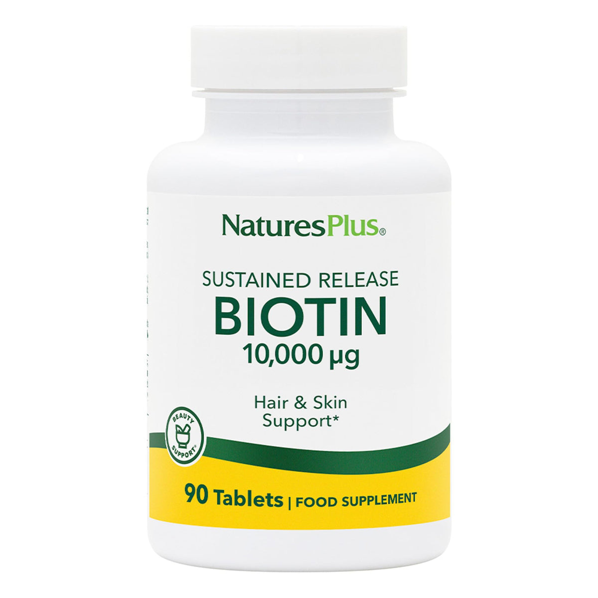 NaturesPlus بيوتين ممتد المفعول – 90 قرصًا (90 حصة) – نباتي، خالٍ من الغلوتين
