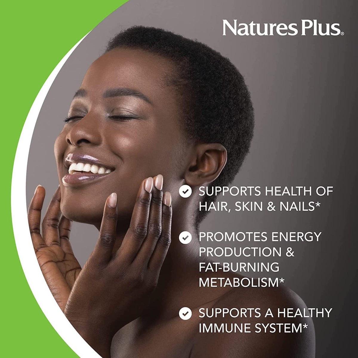 NaturesPlus بيوتين ممتد المفعول – 90 قرصًا (90 حصة) – نباتي، خالٍ من الغلوتين