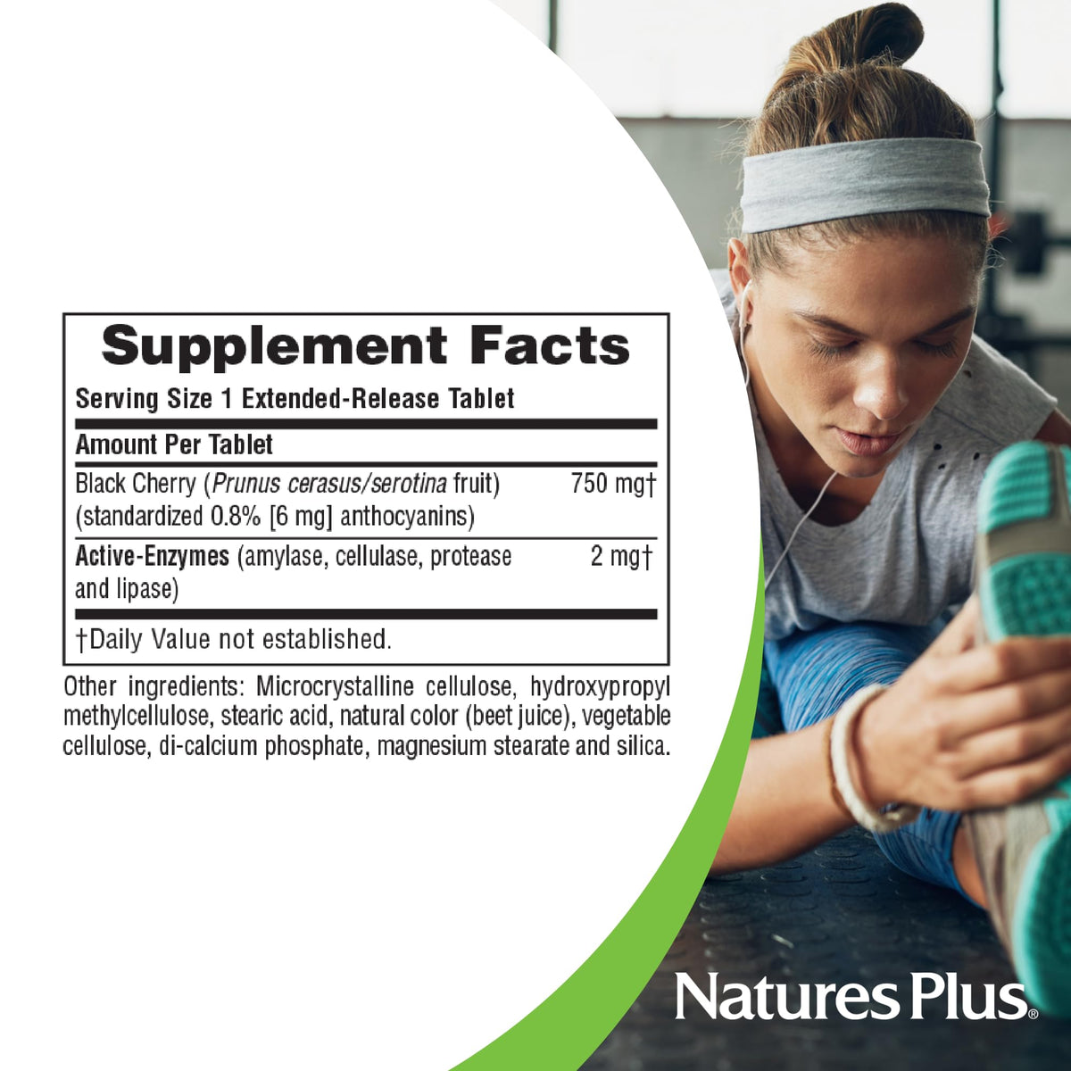 NaturesPlus Herbal Actives Black Cherry - 30 قرصًا | دعم مضاد للأكسدة وممتد المفعول