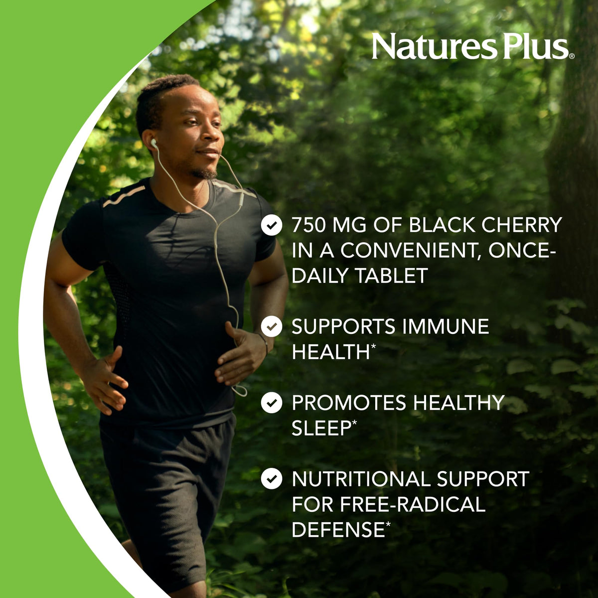 NaturesPlus Herbal Actives Black Cherry - 30 قرصًا | دعم مضاد للأكسدة وممتد المفعول