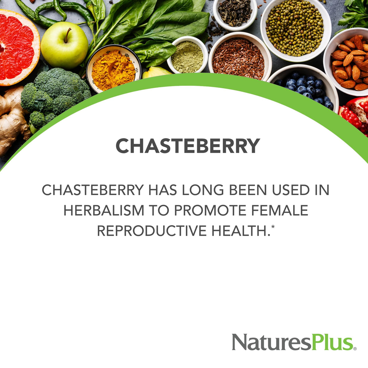 NaturesPlus Herbal Actives Chasteberry - 60 كبسولة، صحة الدورة الشهرية