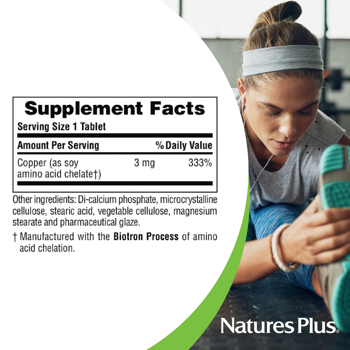 NaturesPlus نحاس 3 مجم - 90 قرص | يدعم الصحة العامة، خالٍ من الغلوتين