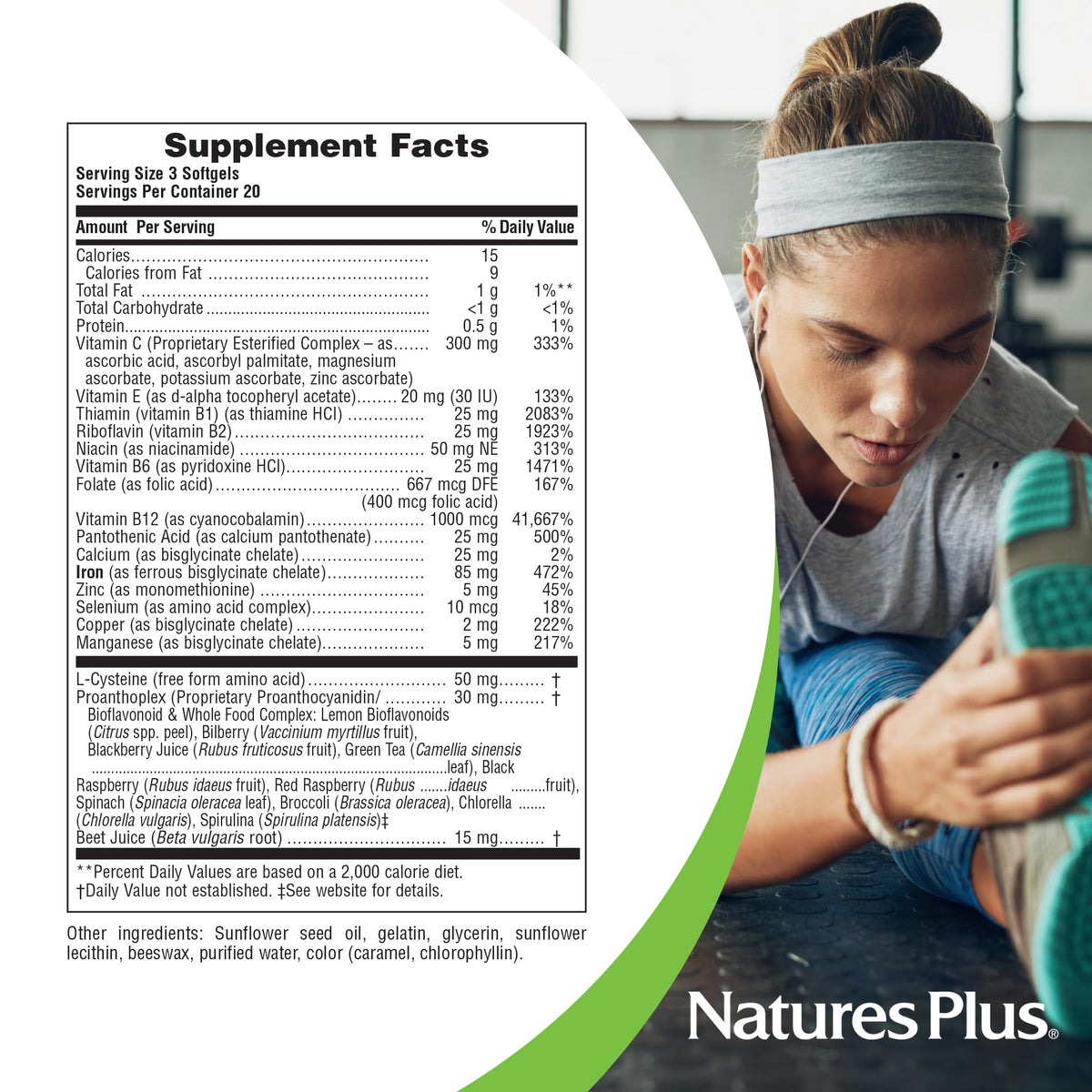NaturesPlus Hema-Plex Iron - 85 ملجم حديد، 60 كبسولة هلامية | نباتي وخالٍ من الغلوتين